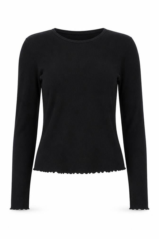 Womens UK Size 12 Warehouse Black Basic T-Shirt