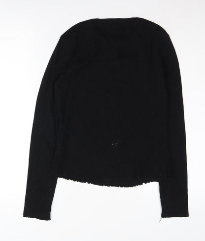Womens UK Size 12 Warehouse Black Basic T-Shirt