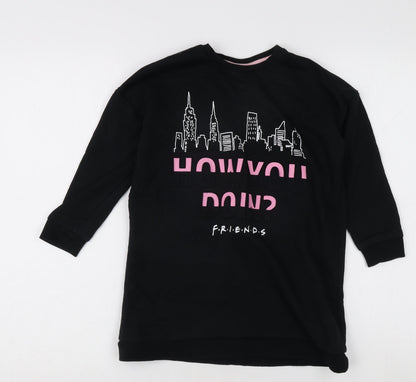 George Girls Black 'Friends' Tunic Sweatshirt 5-6 Years