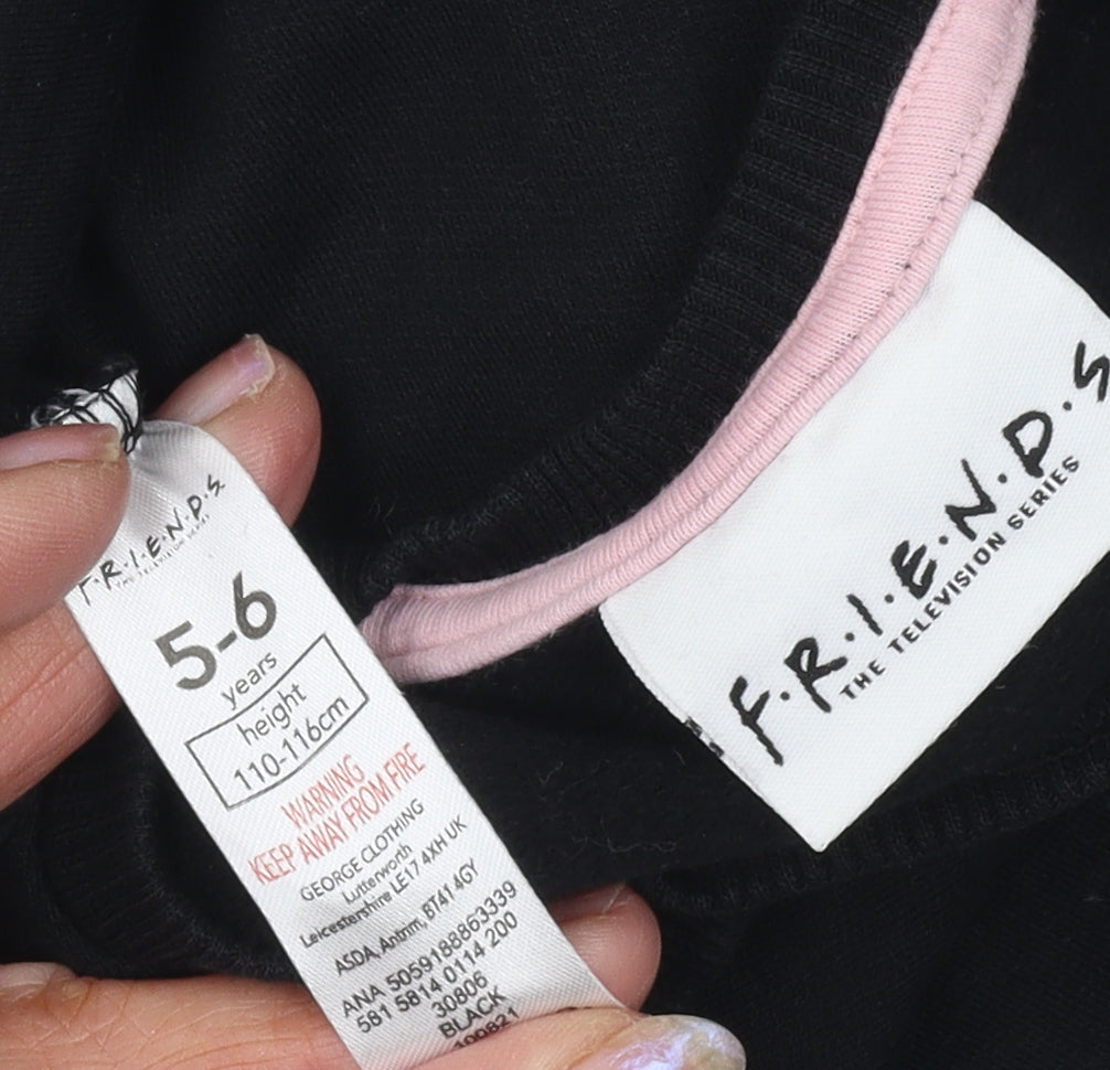 George Girls Black 'Friends' Tunic Sweatshirt 5-6 Years