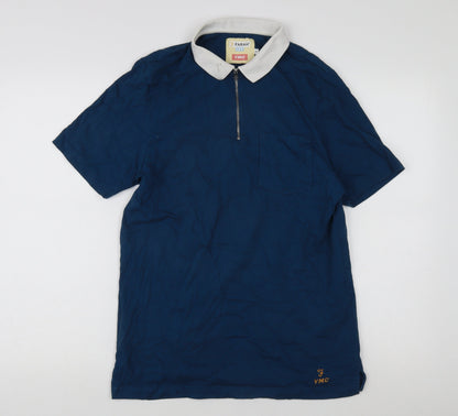 Farah Men's Blue Polo, Size M, Short Sleeve