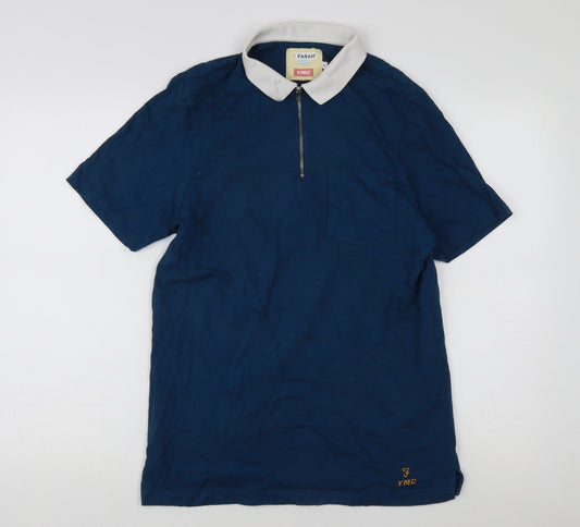 Farah Men's Blue Polo, Size M, Short Sleeve