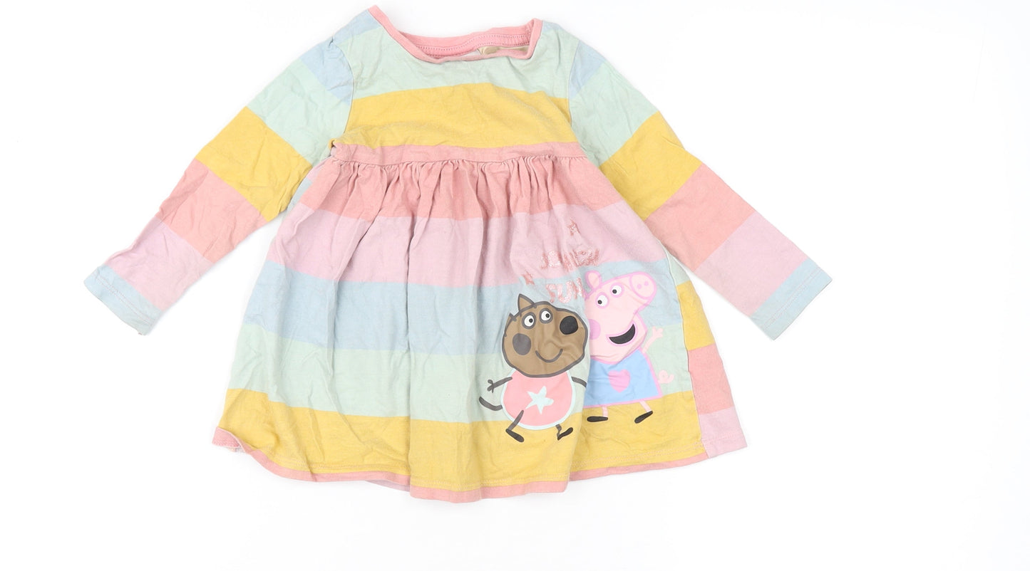 Peppa Pig Girls Multicoloured A-Line Dress, 5 Plus, Casual Fun