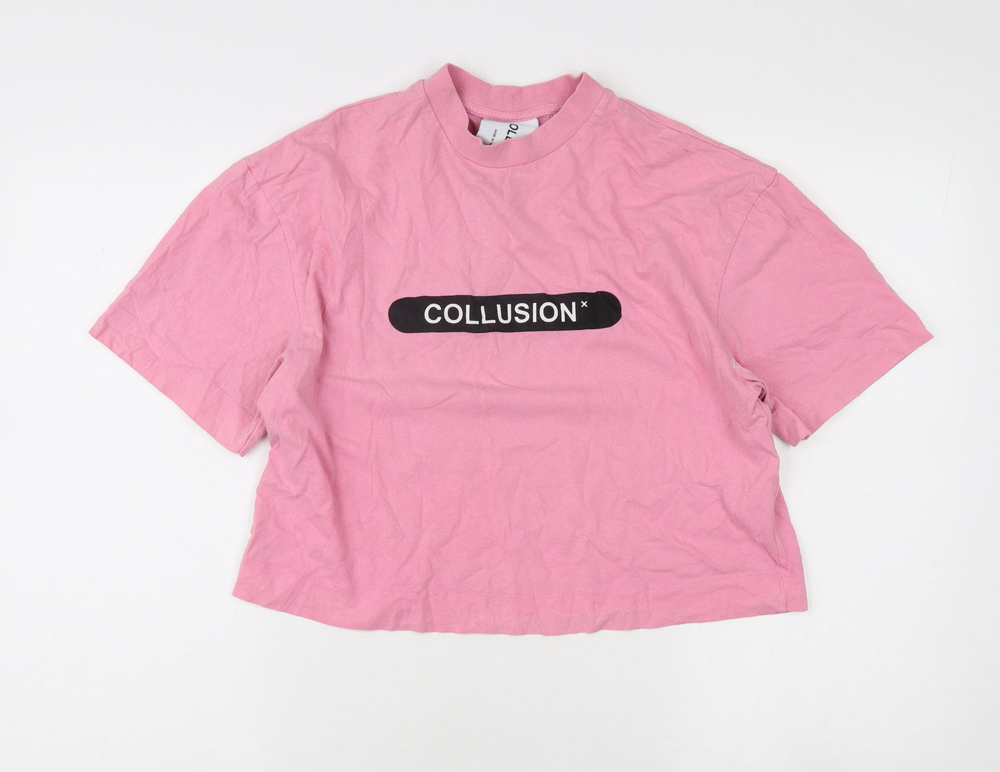 Womens UK Size S COLLUSION Pink Basic T-Shirt
