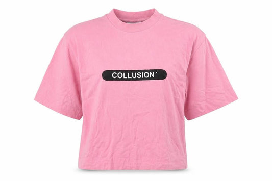 Womens UK Size S COLLUSION Pink Basic T-Shirt