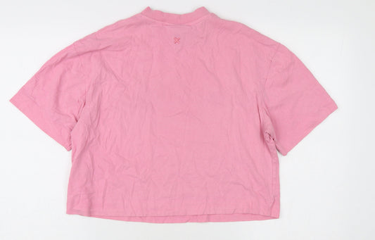 Womens UK Size S COLLUSION Pink Basic T-Shirt