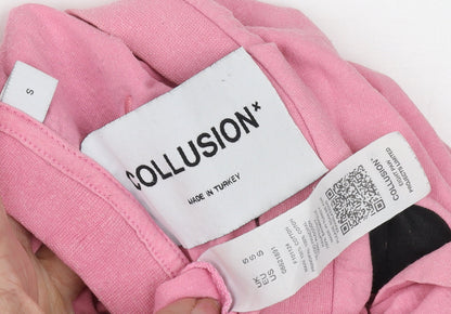 Womens UK Size S COLLUSION Pink Basic T-Shirt