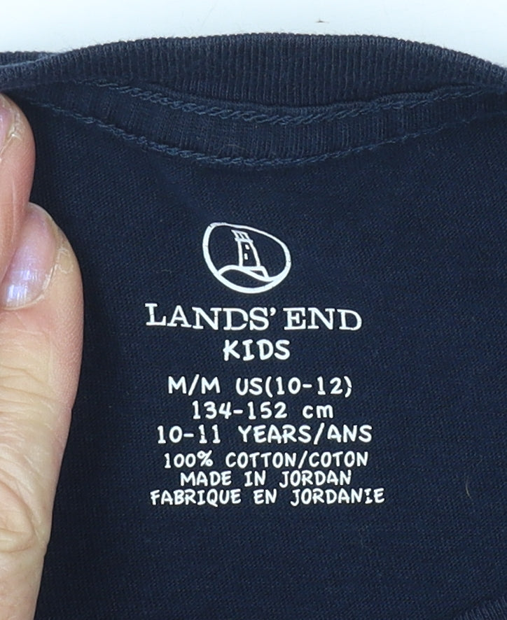 Lands' End Boys Blue T-Shirt 10-11 Years Short Sleeve Casual