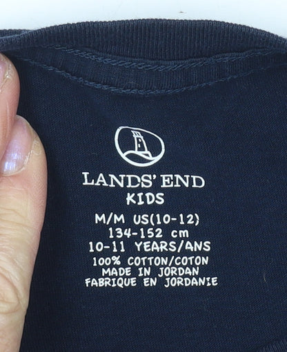 Lands' End Boys Blue T-Shirt 10-11 Years Short Sleeve Casual
