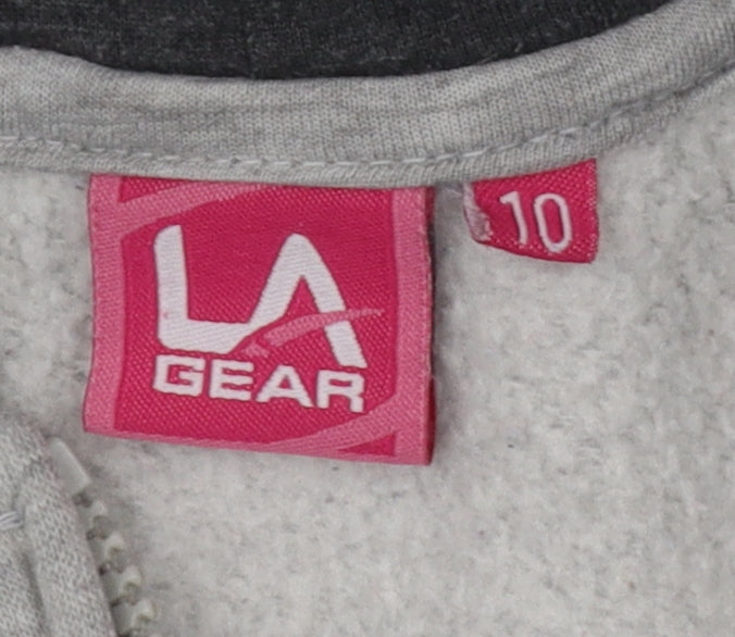 Womens UK Size 10 LA Gear Grey Full Zip Hoodie
