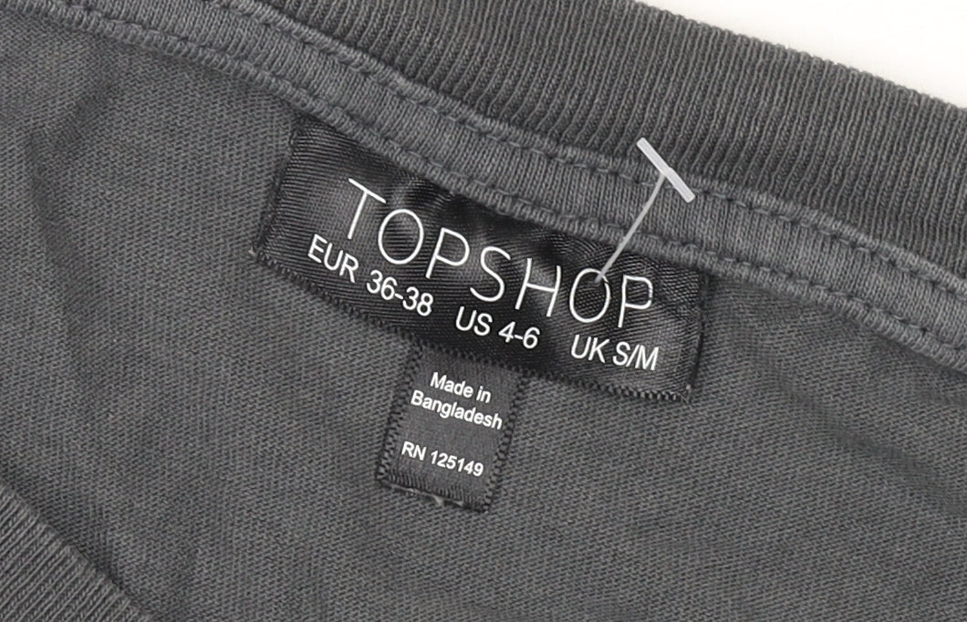 Womens UK Size M Topshop Grey Basic T-Shirt