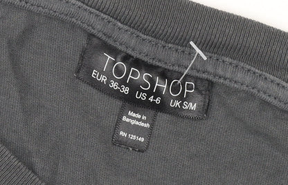 Womens UK Size M Topshop Grey Basic T-Shirt