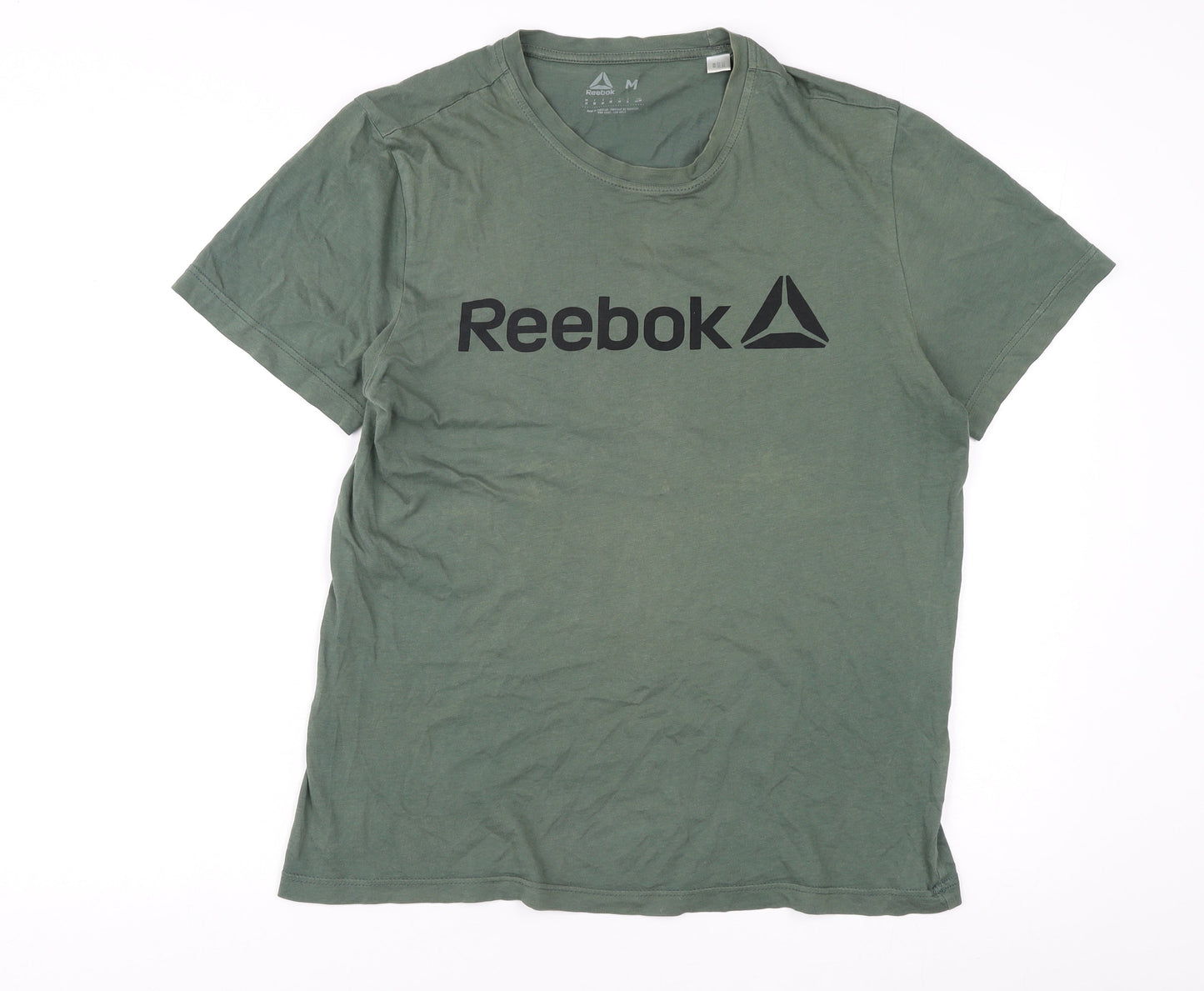 Reebok Men's Green T-Shirt, M, Logo, Cotton, Excellent
