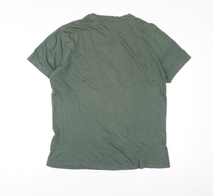Reebok Men's Green T-Shirt, M, Logo, Cotton, Excellent