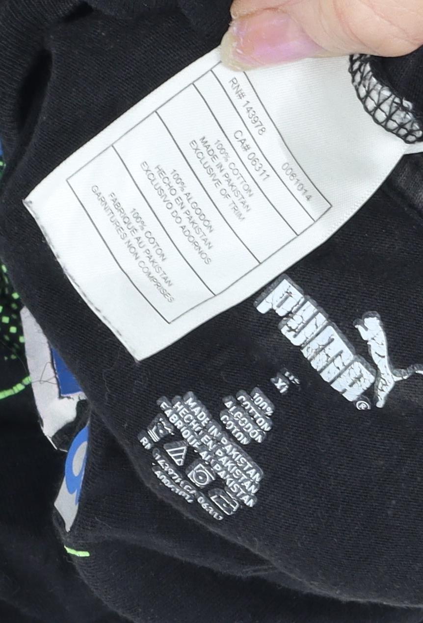 Puma Boys Black Graphic Cotton T-Shirt XL