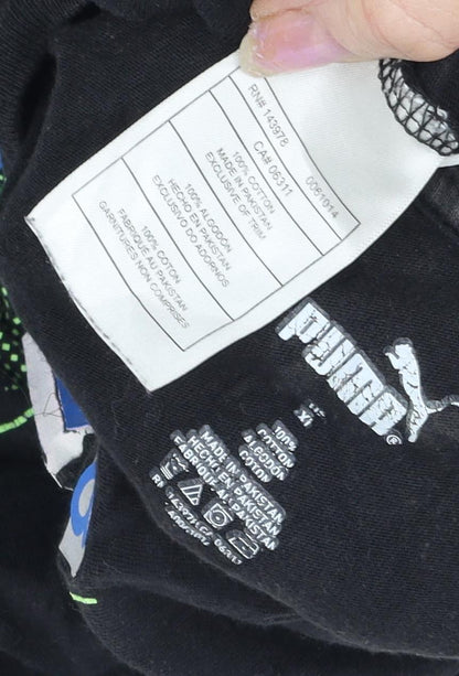 Puma Boys Black Graphic Cotton T-Shirt XL