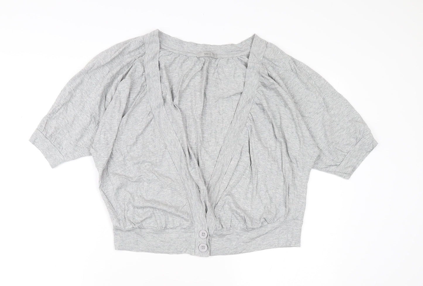 Womens UK Size 16 Marks and Spencer Grey Cropped Button-Up