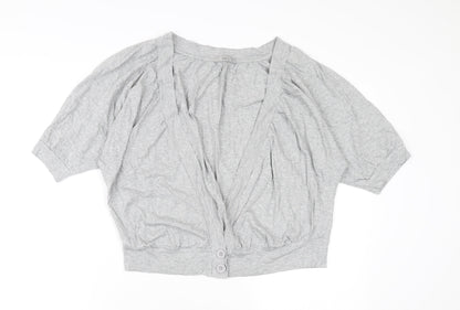 Womens UK Size 16 Marks and Spencer Grey Cropped Button-Up