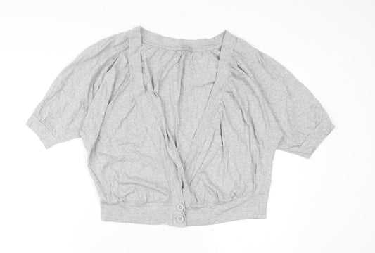 Womens UK Size 16 Marks and Spencer Grey Cropped Button-Up