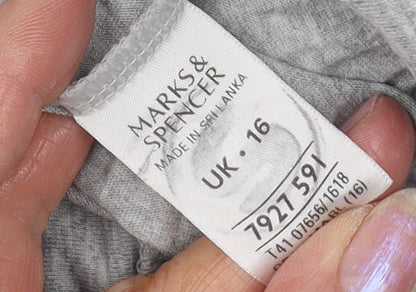 Womens UK Size 16 Marks and Spencer Grey Cropped Button-Up