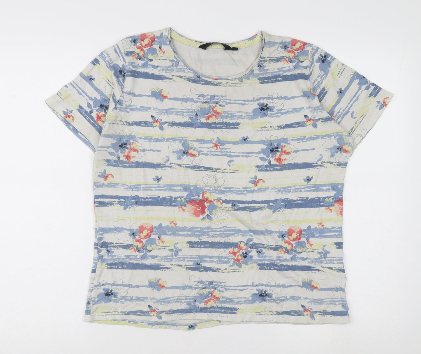 Womens UK Size M ISLE ESSENTIALS Multicoloured Basic T-Shirt