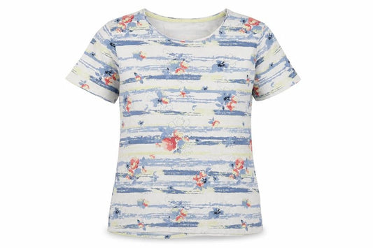 Womens UK Size M ISLE ESSENTIALS Multicoloured Basic T-Shirt