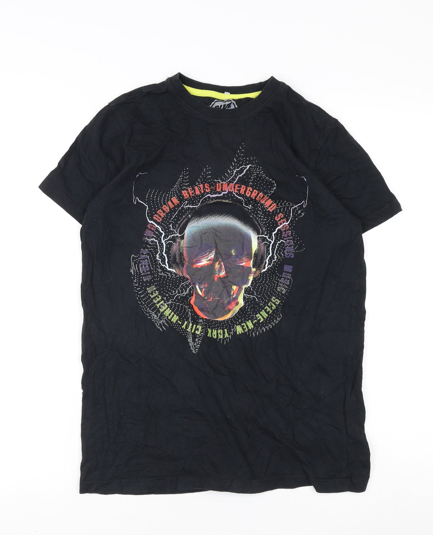 Blue Zoo Boys Black Graphic Music T-Shirt, 13-14 Years, Regular Fit