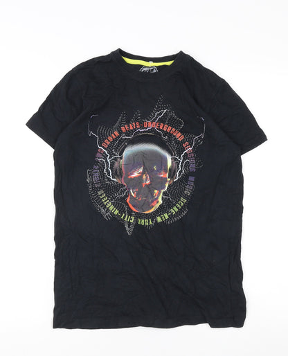 Blue Zoo Boys Black Graphic Music T-Shirt, 13-14 Years, Regular Fit