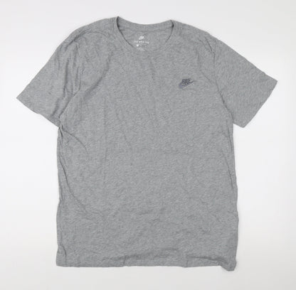 Nike Men's Grey Athletic Fit Logo T-Shirt, Size L