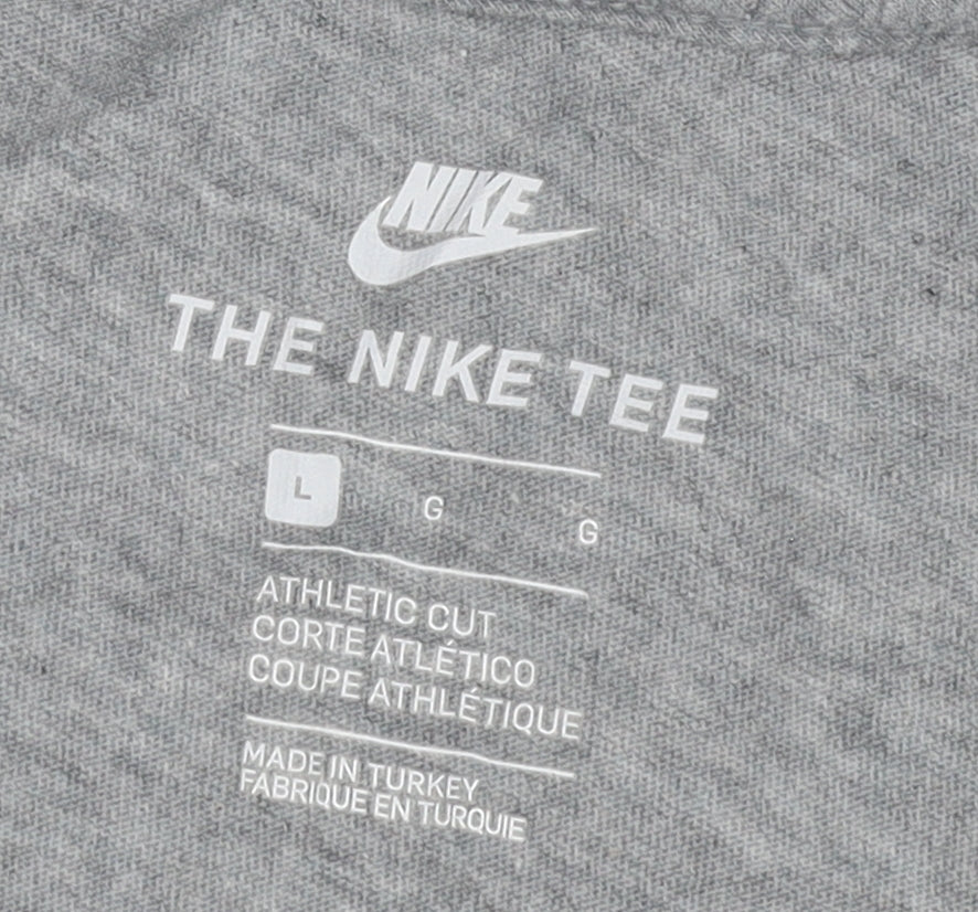 Nike Men's Grey Athletic Fit Logo T-Shirt, Size L
