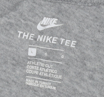 Nike Men's Grey Athletic Fit Logo T-Shirt, Size L