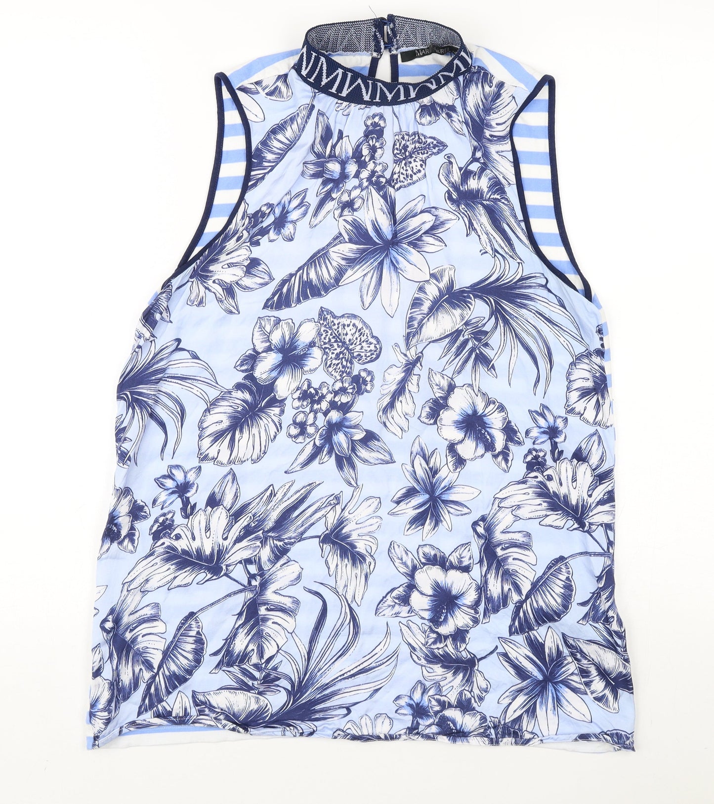 Marc Aurel Women's Blue Floral Tank Top, Size 8, Casual