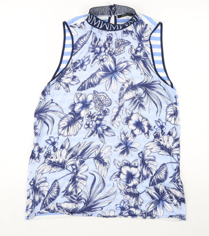 Marc Aurel Women's Blue Floral Tank Top, Size 8, Casual