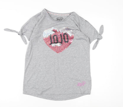 JoJo Siwa Girls Grey Sequined T-Shirt 12-13 Years