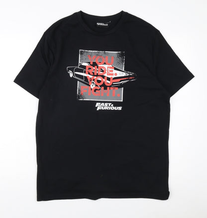 Fast & Furious Men's Black Cotton T-Shirt, Medium, Movie Style