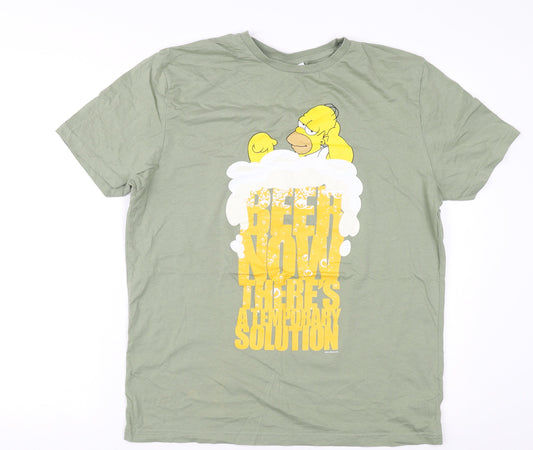 The Simpsons Men's Green L Homer Beer T-Shirt