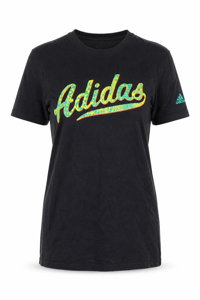 Front view of Adidas unisex black t-shirt s classic style