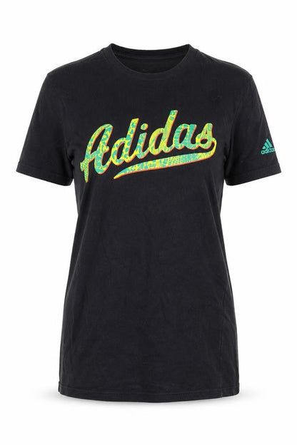 Front view of Adidas unisex black t-shirt s classic style