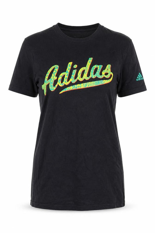 Front view of Adidas unisex black t-shirt s classic style