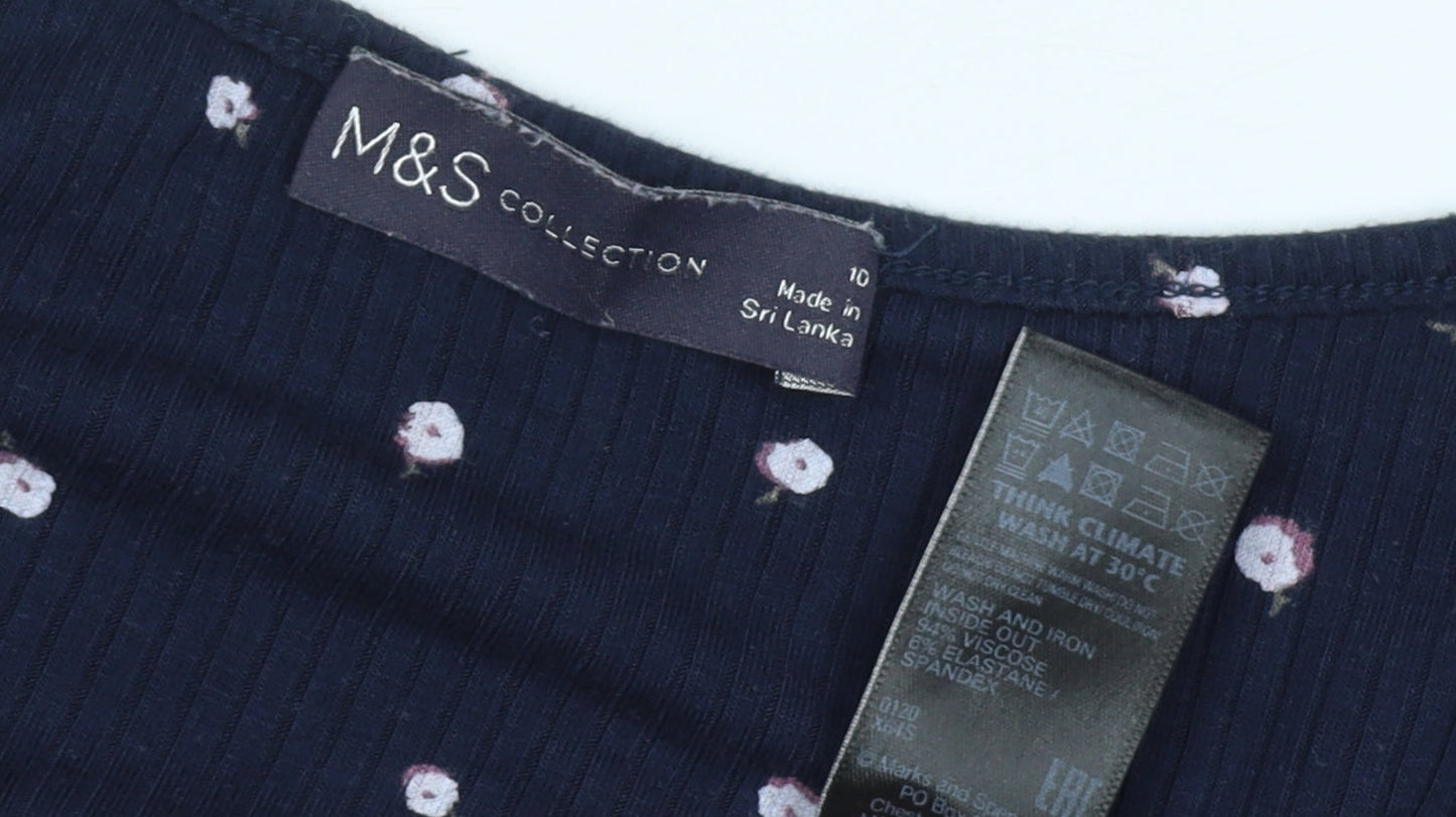 Womens UK Size 10 Marks and Spencer Blue Basic Blouse