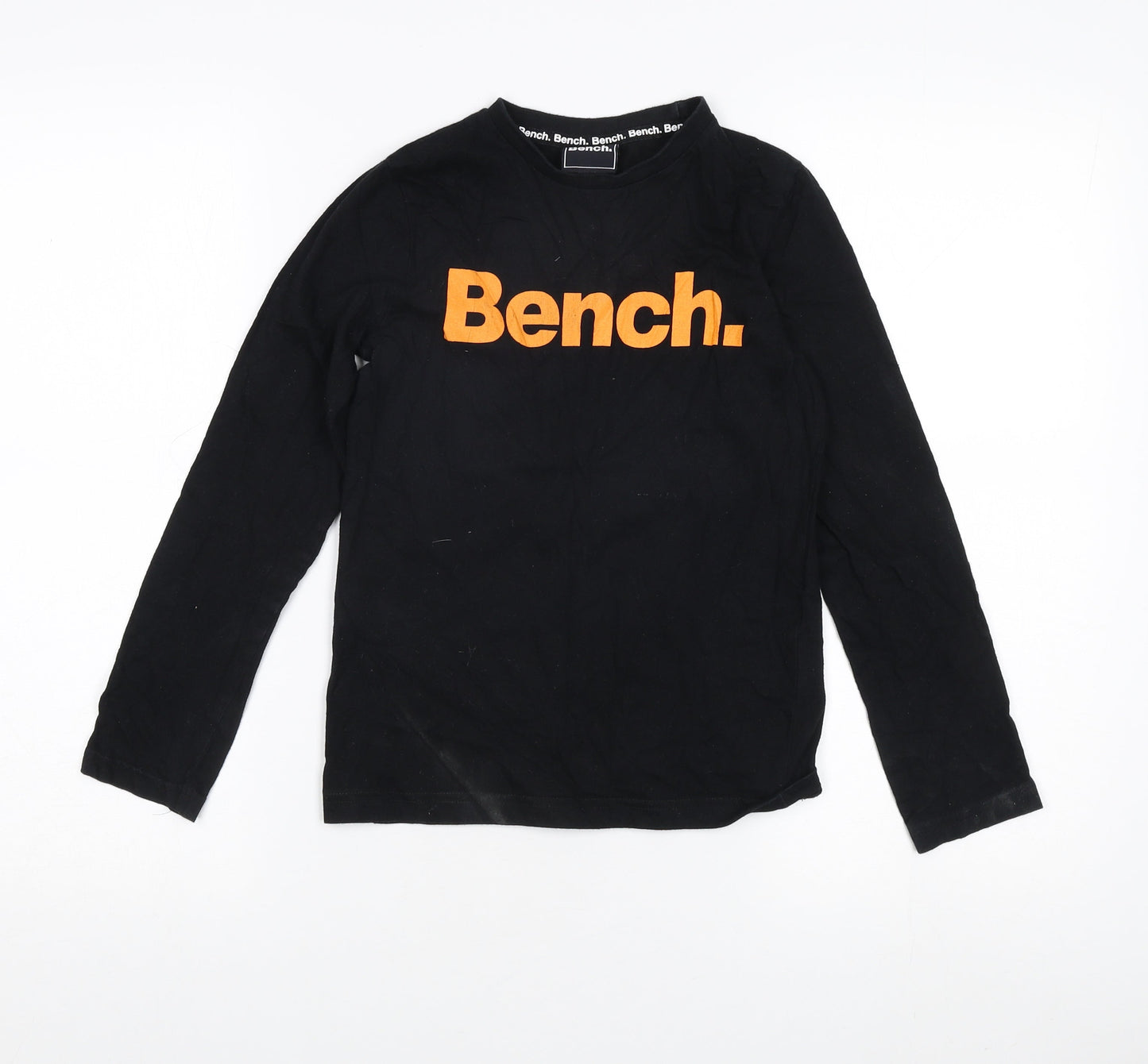 Bench Boys Black Long Sleeve T-Shirt 7-8 Years Logo Casual