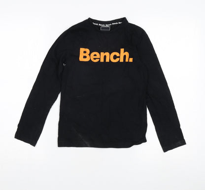 Bench Boys Black Long Sleeve T-Shirt 7-8 Years Logo Casual