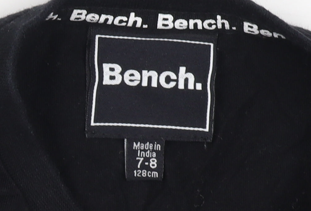 Bench Boys Black Long Sleeve T-Shirt 7-8 Years Logo Casual