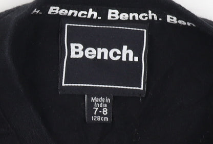 Bench Boys Black Long Sleeve T-Shirt 7-8 Years Logo Casual