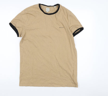 Jack Wills Men's Beige Crew Neck T-Shirt, Logo Accent Size S