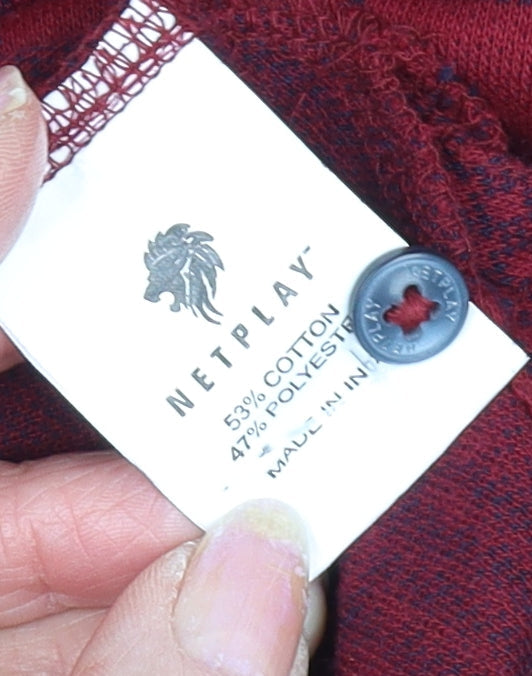 Netplay Men’s Red Check Polo Shirt XL Short Sleeve