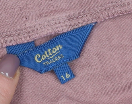 Womens UK Size 16 Cotton Traders Pink Basic T-Shirt