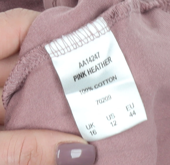Womens UK Size 16 Cotton Traders Pink Basic T-Shirt