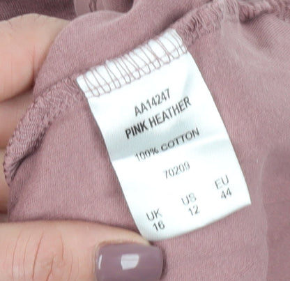 Womens UK Size 16 Cotton Traders Pink Basic T-Shirt