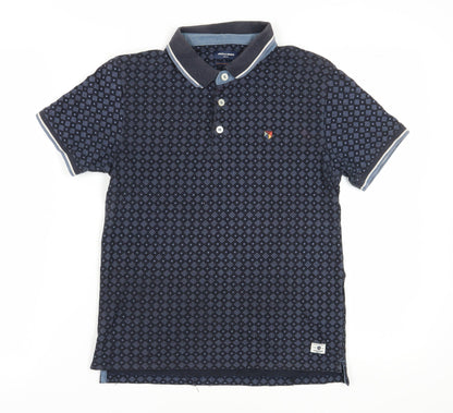 Jack & Jones Blue Geometric Polo Shirt - Men's S